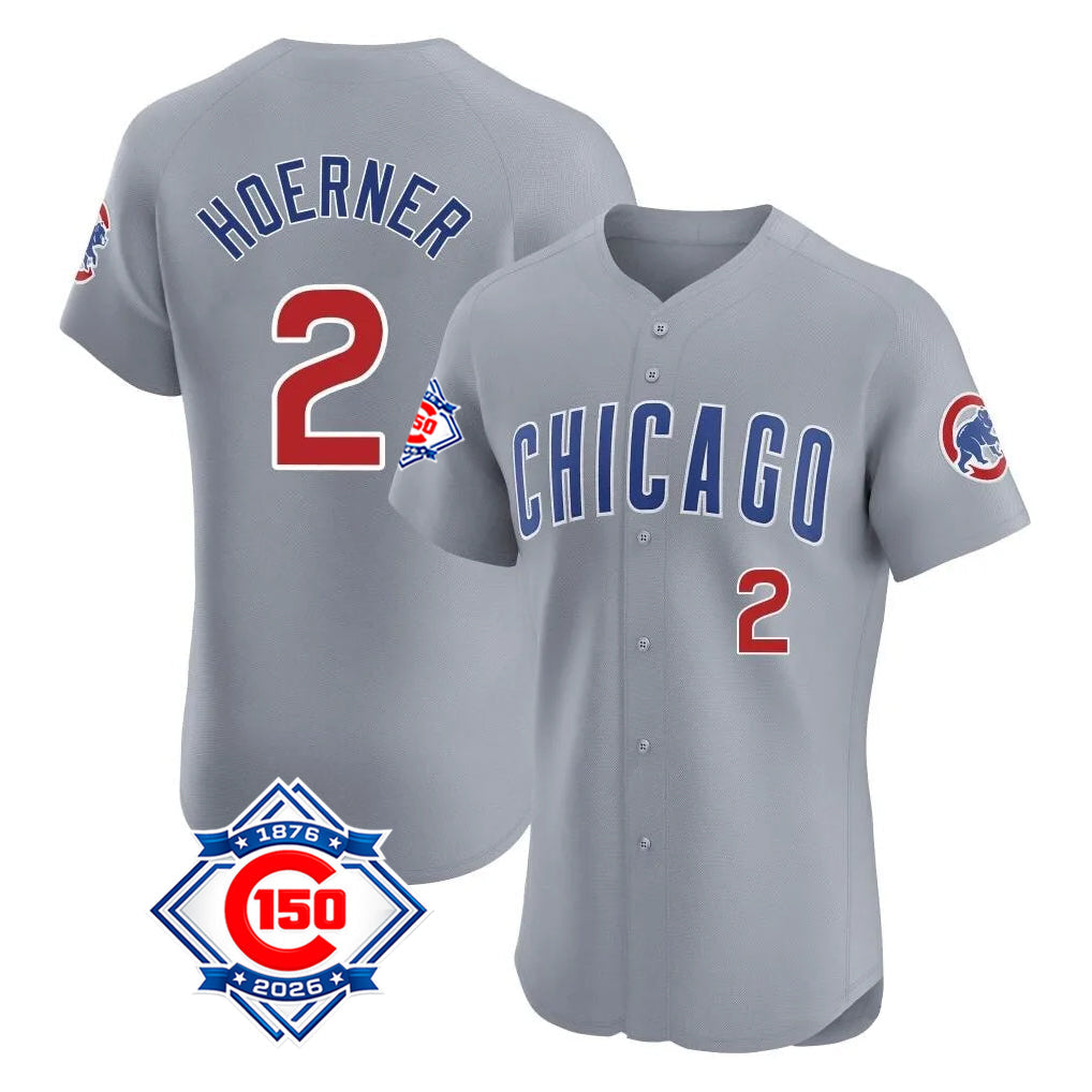 Friene C.Cubs #2 Nico Hoerner Player Gray Road 150th Anniversary Limited Elite Home Stitched Jerseys