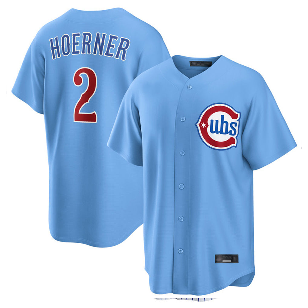 Friene C.Cubs #2 Nico Hoerner Player Light Blue Home Game Stitched Jerseys