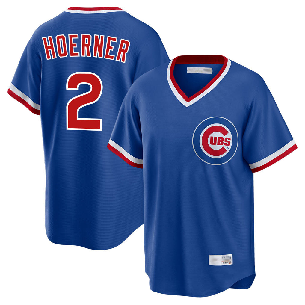 Friene C.Cubs #2 Nico Hoerner Player Royal T-shirt Cooperstown Collection Limited Stitched Jerseys