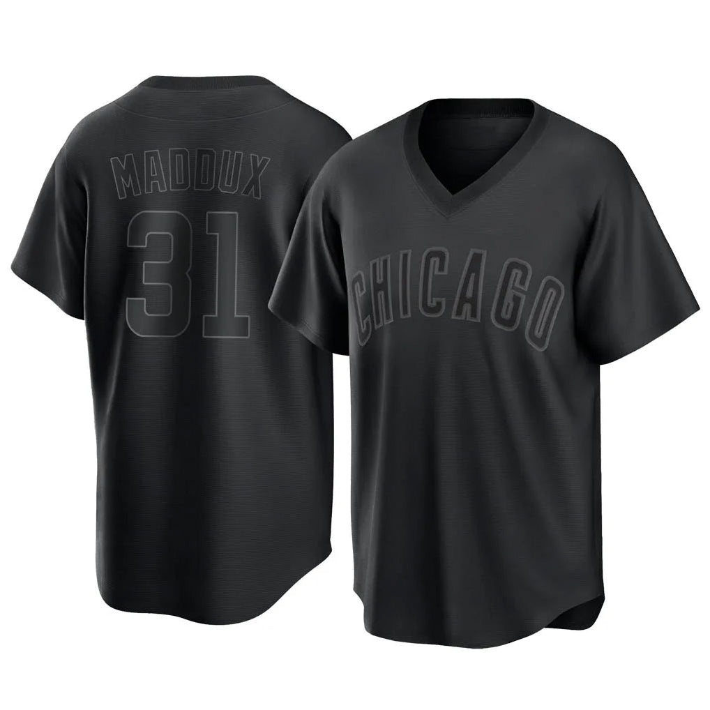 Friene C.Cubs #31 Greg Maddux Player Black T-shirt Home Game Stitched Jerseys
