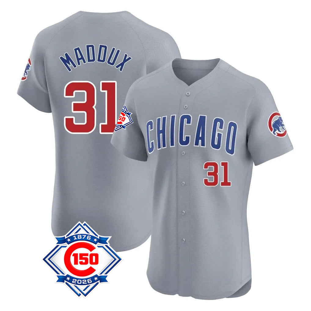 Friene C.Cubs #31 Greg Maddux Player Gray Road 150th Anniversary Limited Elite Home Stitched Jerseys