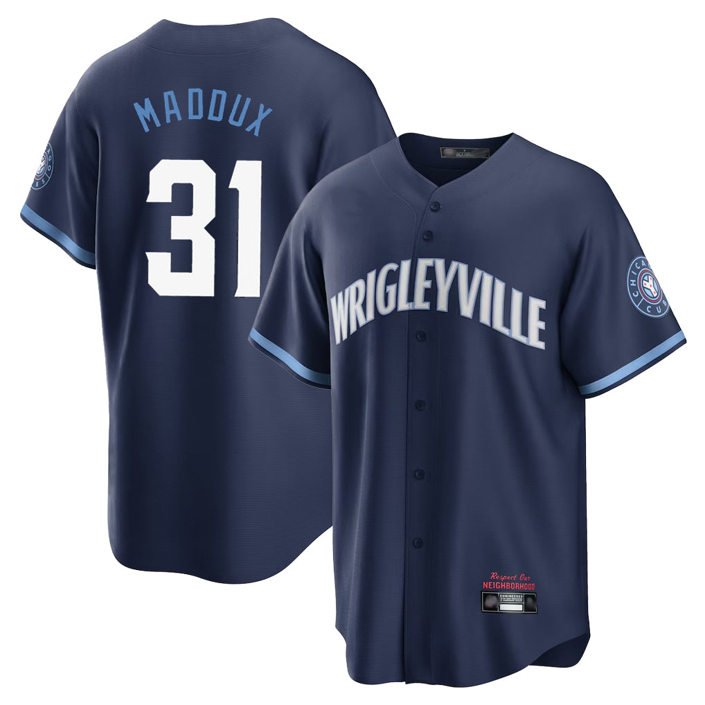 Friene C.Cubs #31 Greg Maddux Player Navy City Connect Home Game Stitched Jerseys