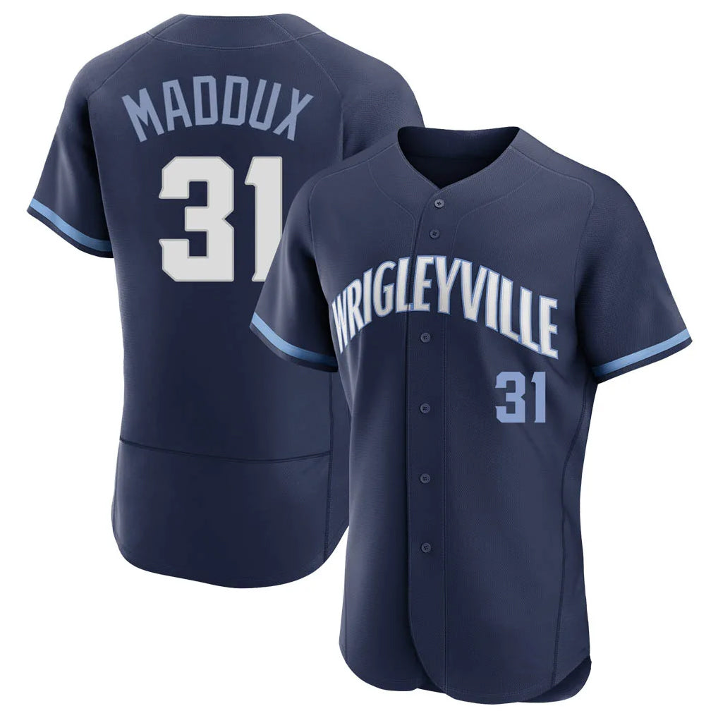 Friene C.Cubs #31 Greg Maddux Player Navy City Connect Limited Elite Home Stitched Jerseys