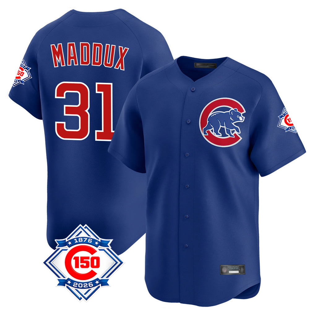 Friene C.Cubs #31 Greg Maddux Player Royal 150th Anniversary Limited Home Stitched Jerseys