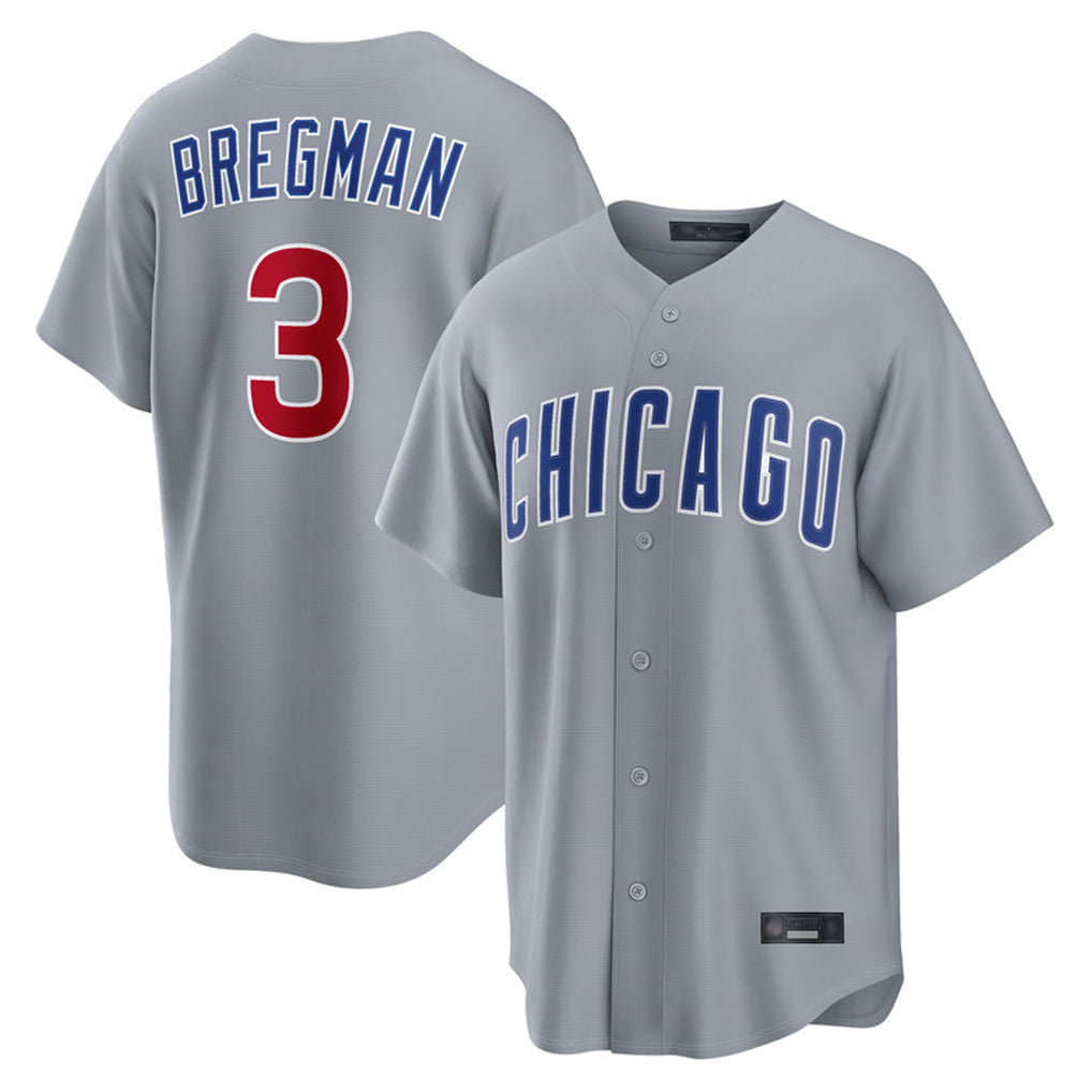 Friene C.Cubs #3 Alex Bregman Player Gray Home Game Stitched Jerseys