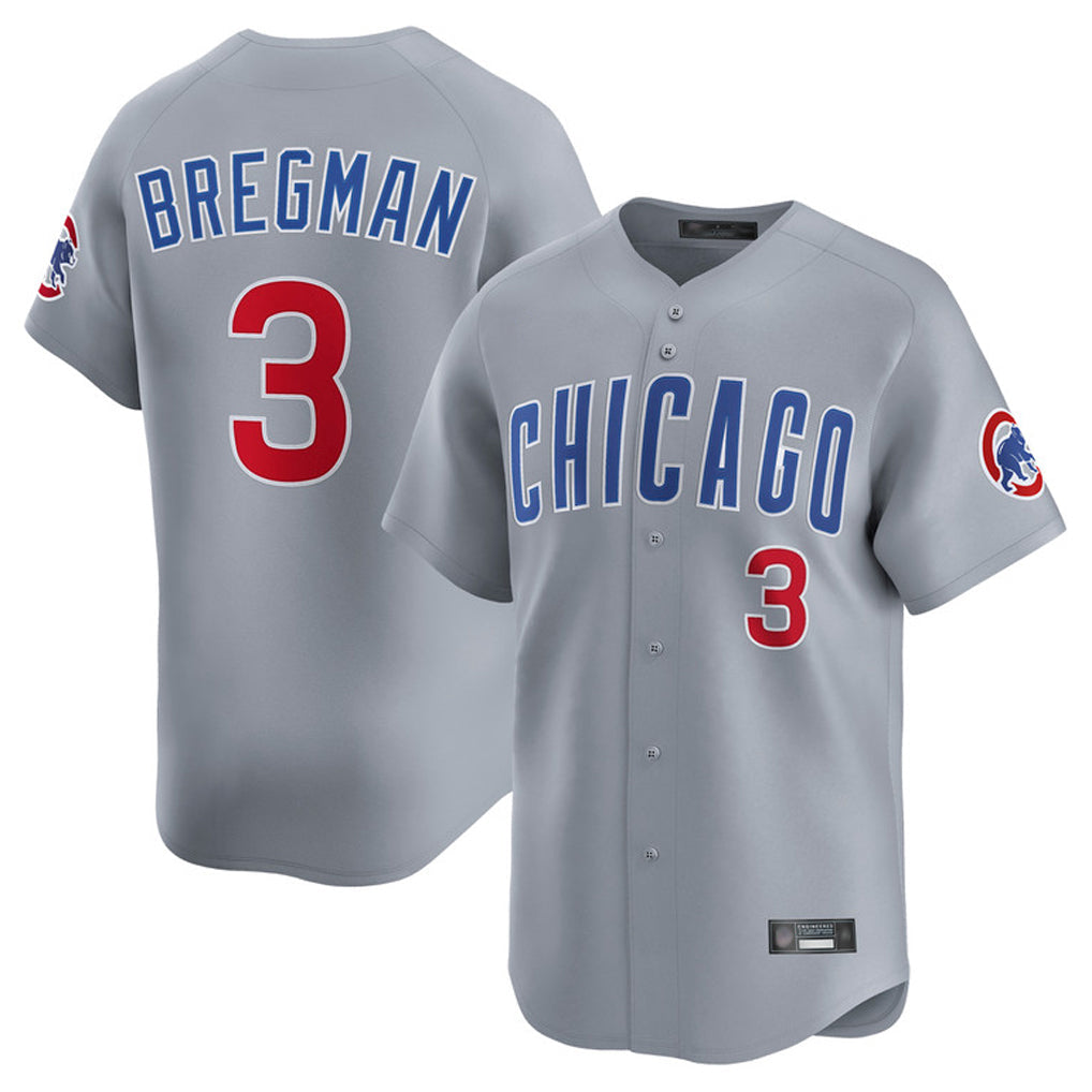 Friene C.Cubs #3 Alex Bregman Player Gray Road Limited Home Stitched Jerseys