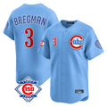 Friene C.Cubs #3 Alex Bregman Player Light Blue 150th Anniversary Limited Home Stitched Jerseys