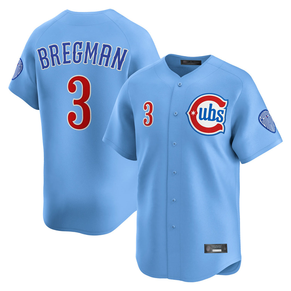 Friene C.Cubs #3 Alex Bregman Player Light Blue Limited Home Stitched Jerseys