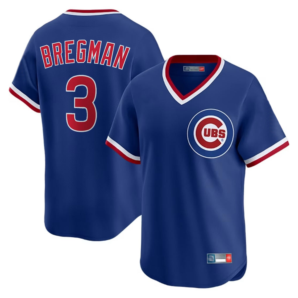 Friene C.Cubs #3 Alex Bregman Player Royal T-shirt Cooperstown Collection Limited Stitched Jerseys
