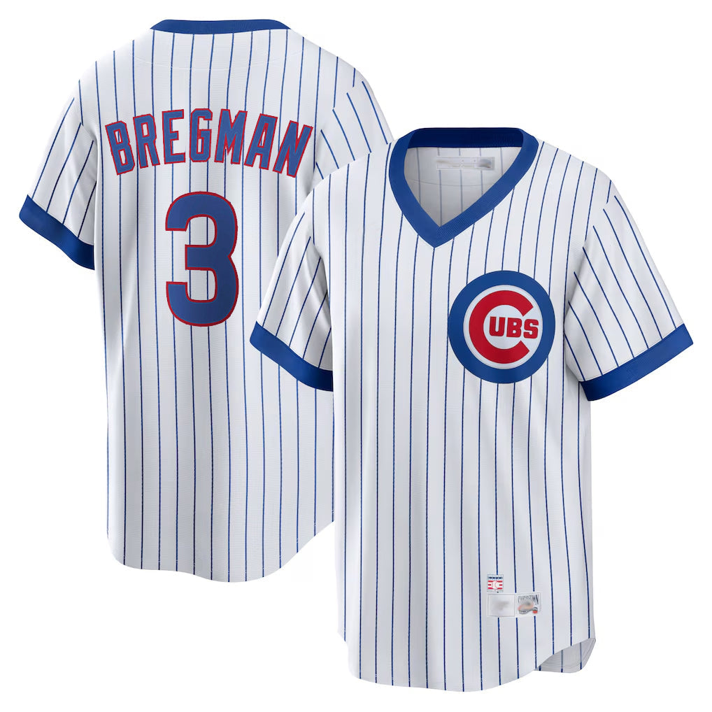 Friene C.Cubs #3 Alex Bregman Player White T-shirt Cooperstown Collection Limited Stitched Jerseys