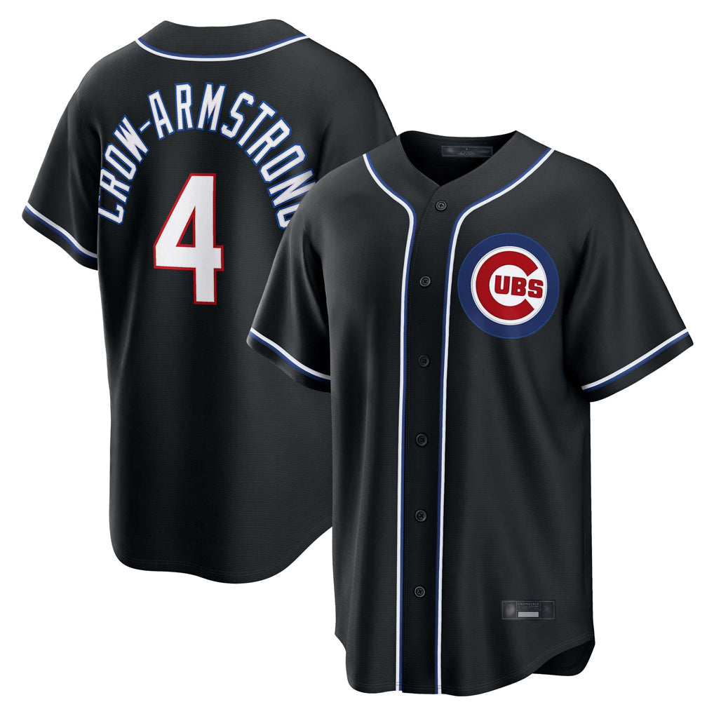 Friene C.Cubs #4 Pete Crow-Armstrong Player Black Fashion Out Game Stitched Jerseys