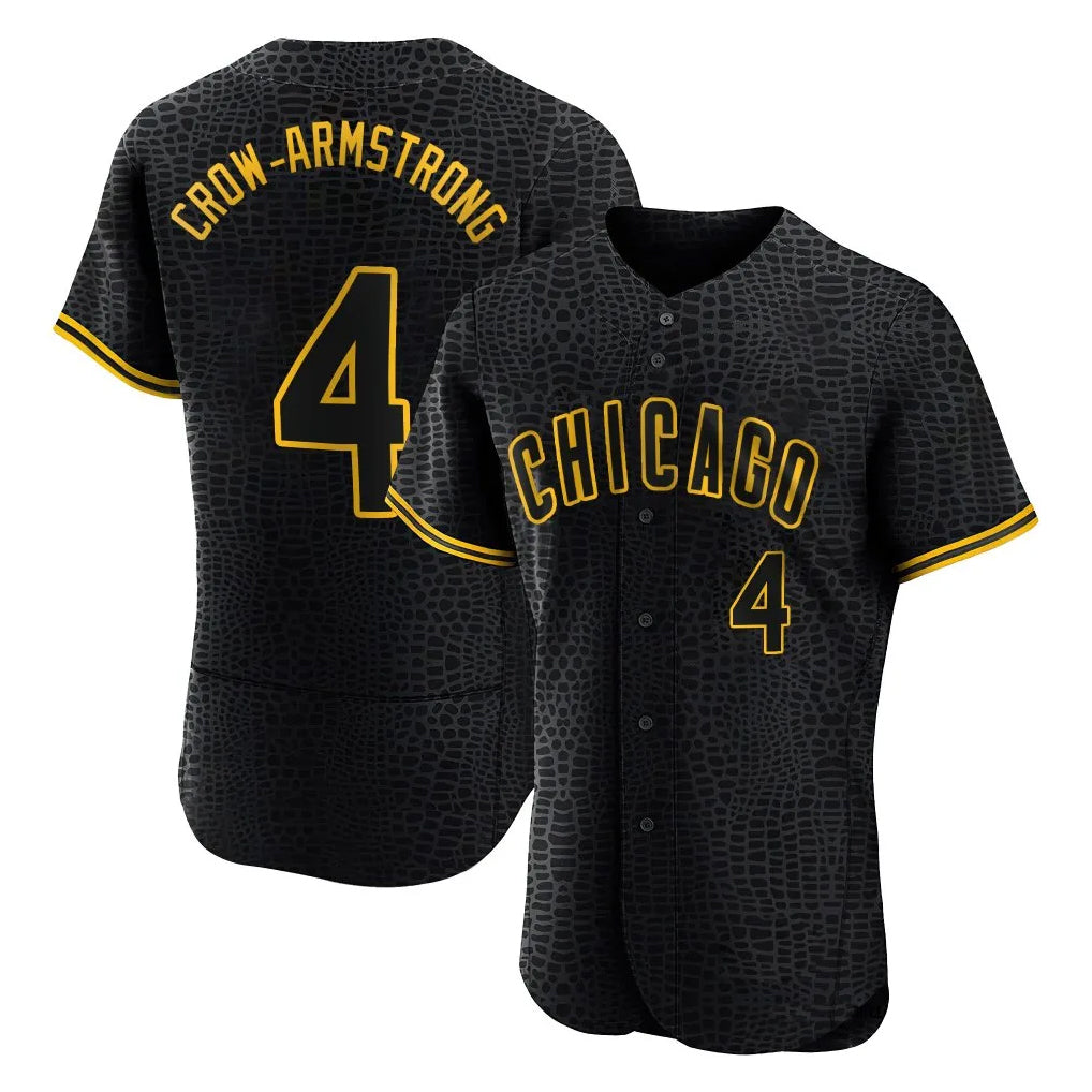 Friene C.Cubs #4 Pete Crow-Armstrong Player Black Snake Skin City Limited Elite Home Game Stitched Jerseys