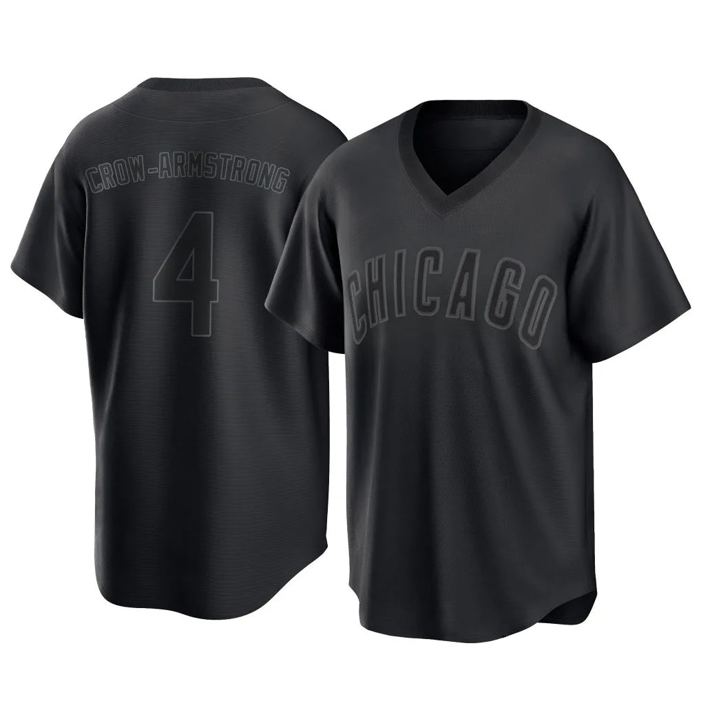 Friene C.Cubs #4 Pete Crow-Armstrong Player Black T-shirt Home Game Stitched Jerseys