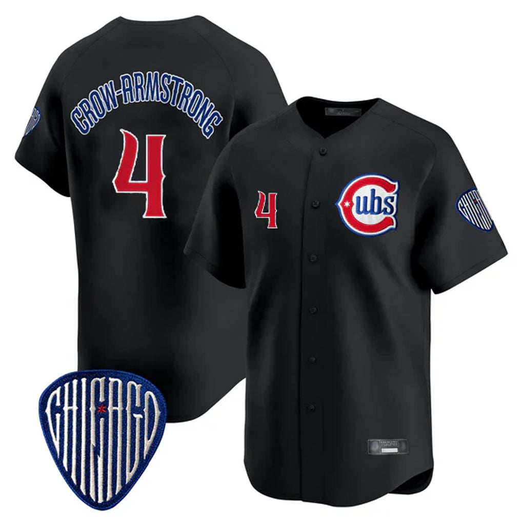 Friene C.Cubs #4 Pete Crow-Armstrong Player Black Vapor Premier Limited Home Stitched Jerseys