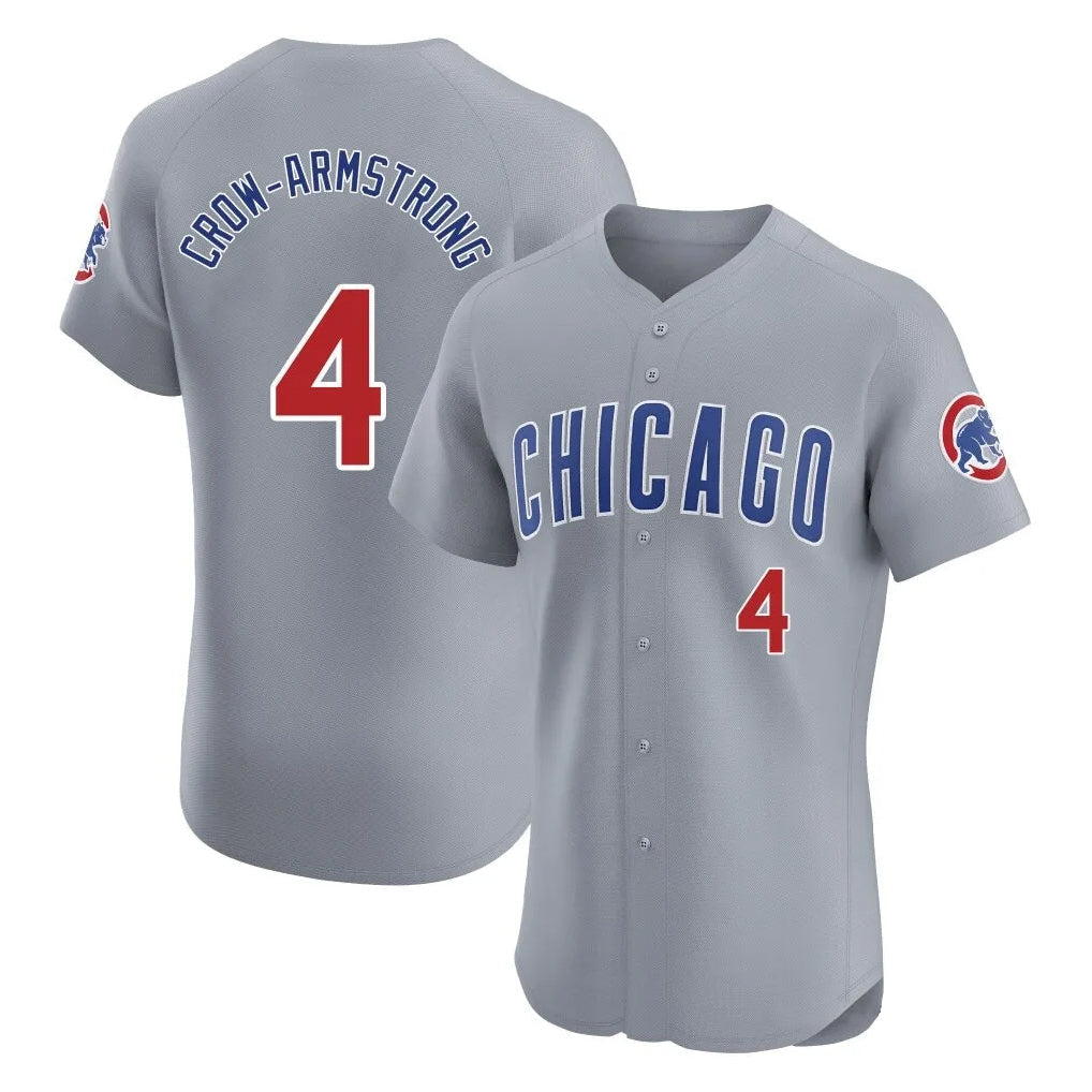 Friene C.Cubs #4 Pete Crow-Armstrong Player Gray Road Limited Elite Home Stitched Jerseys