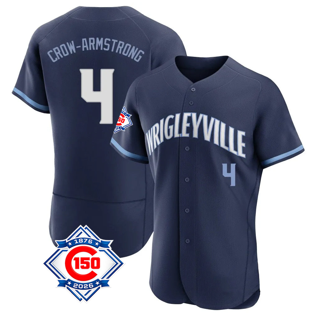 Friene C.Cubs #4 Pete Crow-Armstrong Player Navy City Connect 150th Anniversary Limited Elite Home Stitched Jerseys