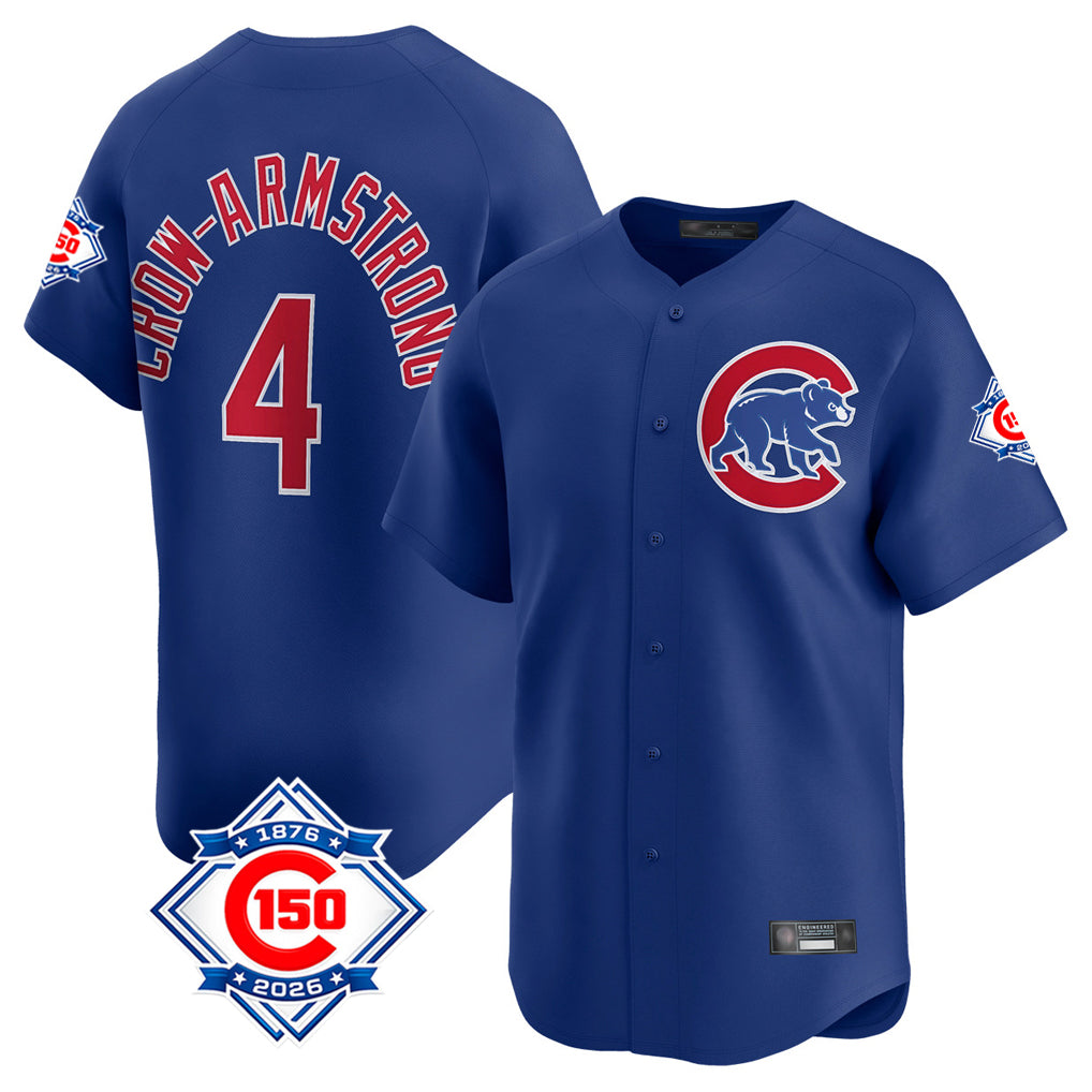 Friene C.Cubs #4 Pete Crow-Armstrong Player Royal 150th Anniversary Limited Home Stitched Jerseys
