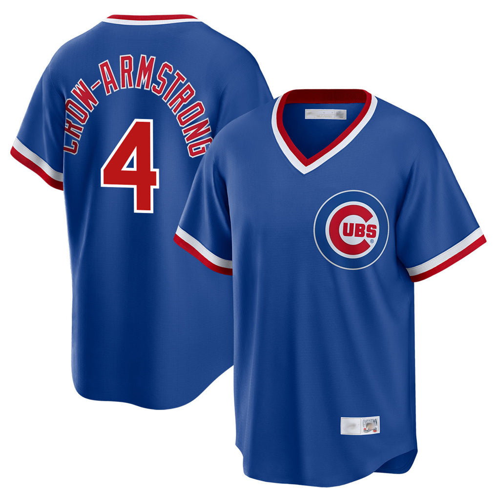 Friene C.Cubs #4 Pete Crow-Armstrong Player Royal T-shirt Cooperstown Collection Limited Stitched Jerseys