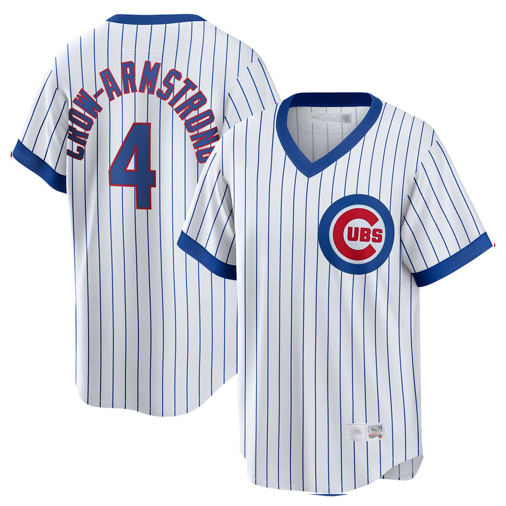 Friene C.Cubs #4 Pete Crow-Armstrong Player White T-shirt Cooperstown Collection Limited Stitched Jerseys