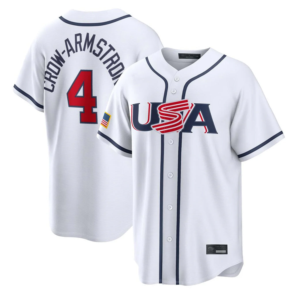 Friene C.Cubs #4 Pete Crow-Armstrong Player White USA 2026 World Classic Home Limited Stitched Jerseys