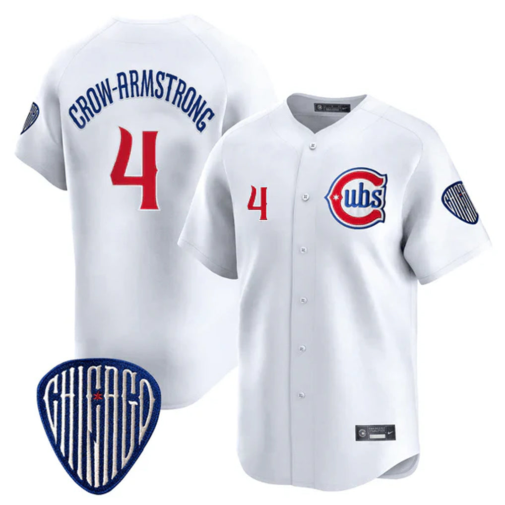 Friene C.Cubs #4 Pete Crow-Armstrong Player White Vapor Premier Limited Home Stitched Jerseys
