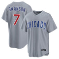 Friene C.Cubs #7 Dansby Swanson Player Gray Home Game Stitched Jerseys
