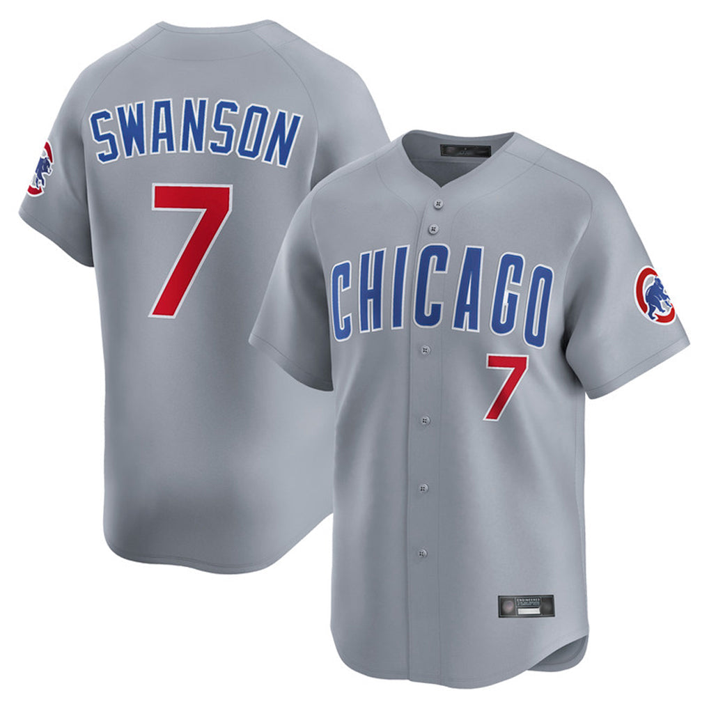 Friene C.Cubs #7 Dansby Swanson Player Gray Road Limited Home Stitched Jerseys