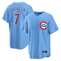 Friene C.Cubs #7 Dansby Swanson Player Light Blue Home Game Stitched Jerseys