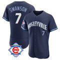 Friene C.Cubs #7 Dansby Swanson Player Navy City Connect 150th Anniversary Limited Elite Home Stitched Jerseys