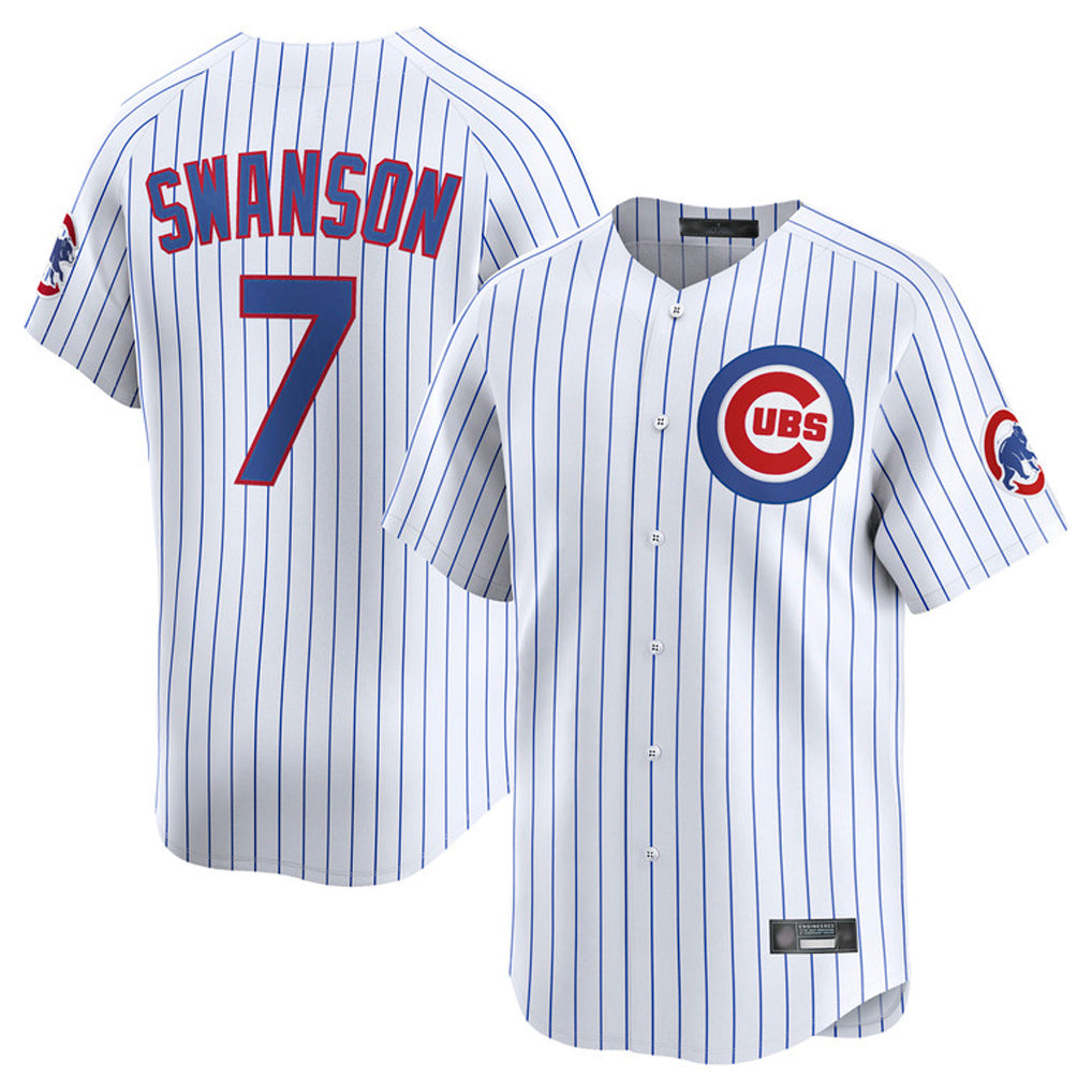 Friene C.Cubs #7 Dansby Swanson Player White Limited Home Game Stitched Jerseys