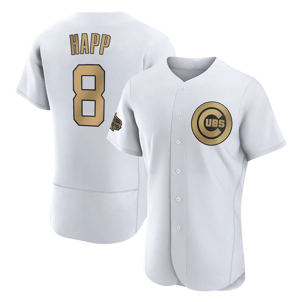 Friene C.Cubs #8 Ian Happ Player Gold All-Star Limited Elite Home Game Stitched Jerseys