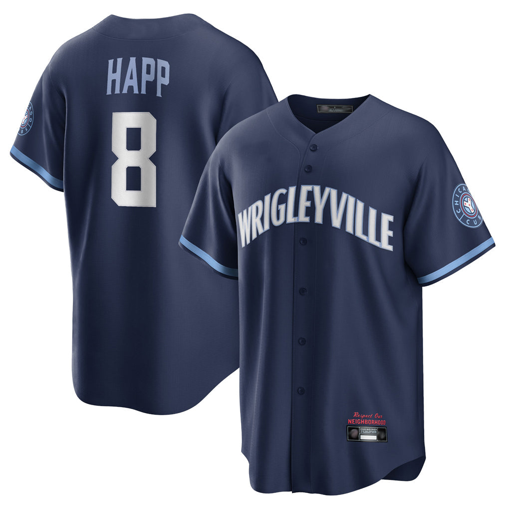 Friene C.Cubs #8 Ian Happ Player Navy City Connect Home Game Stitched Jerseys