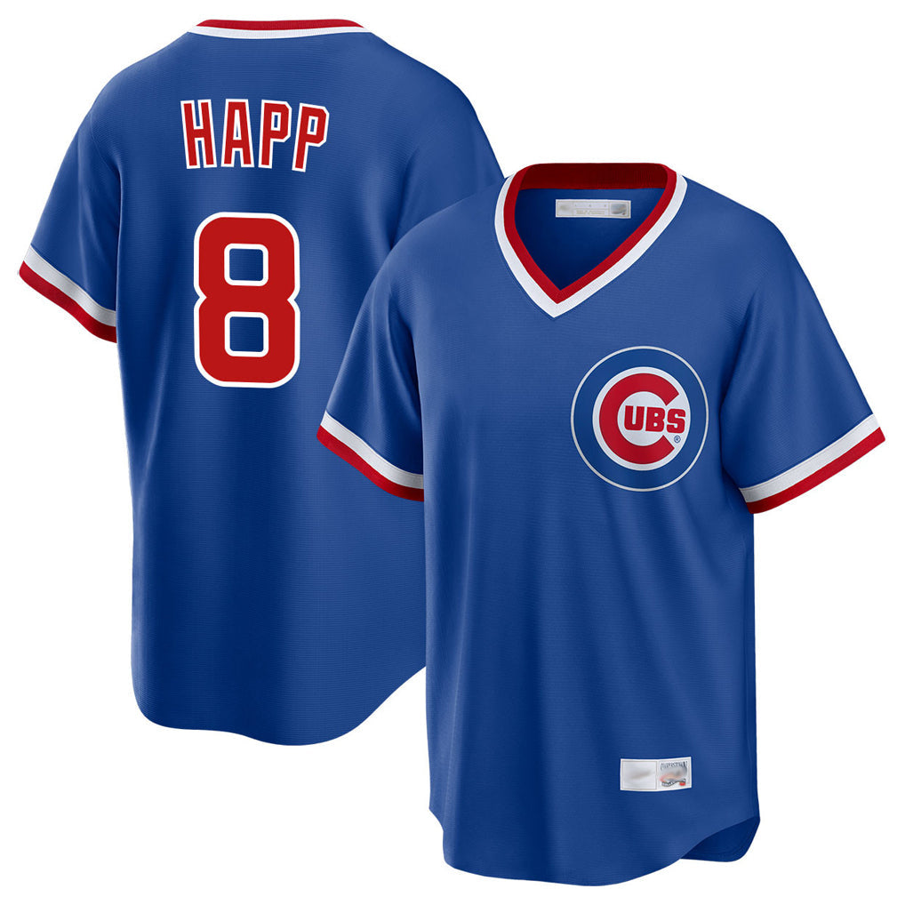 Friene C.Cubs #8 Ian Happ Player Royal T-shirt Cooperstown Collection Limited Stitched Jerseys