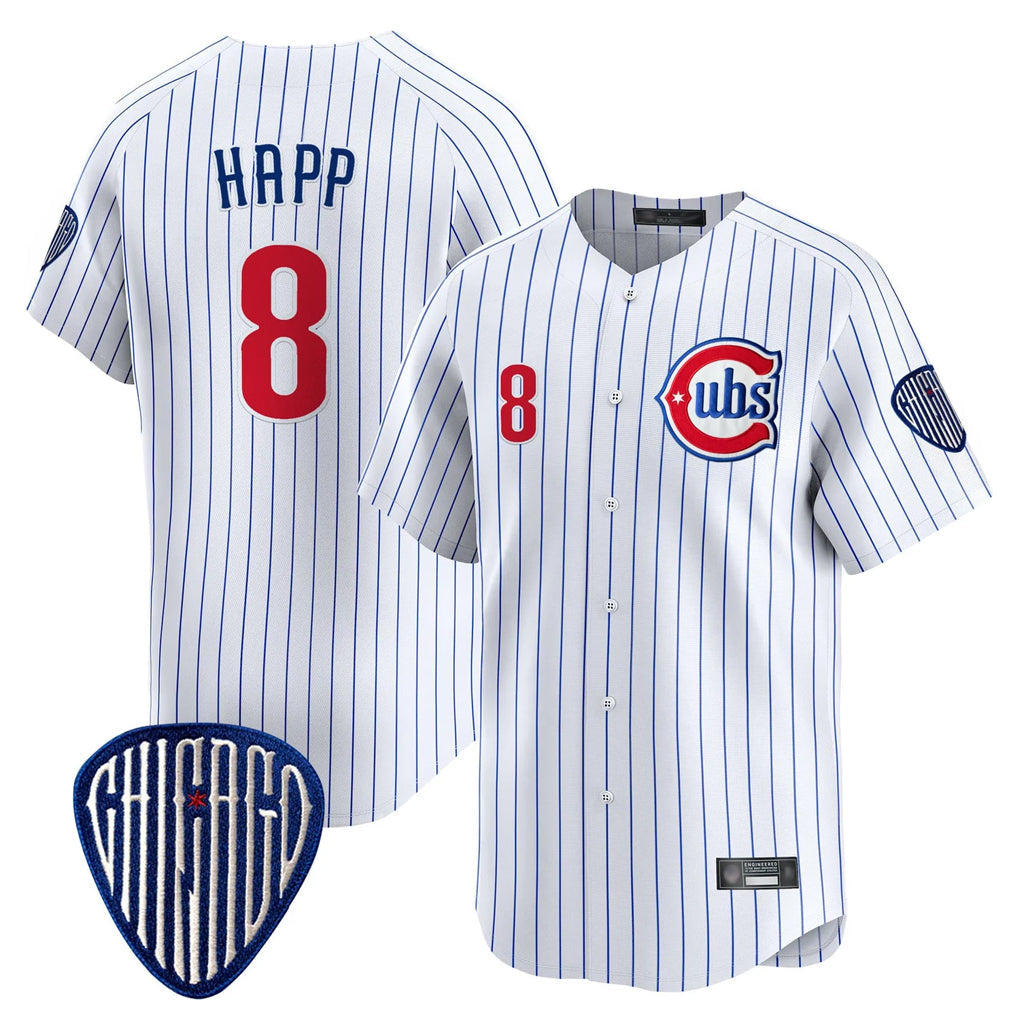 Friene C.Cubs #8 Ian Happ Player White Pinstripe Vapor Premier Limited Home Stitched Jerseys
