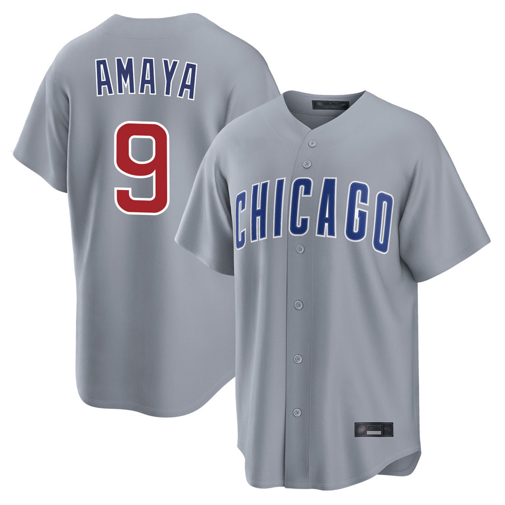 Friene C.Cubs #9 Miguel Amaya Player Gray Home Game Stitched Jerseys