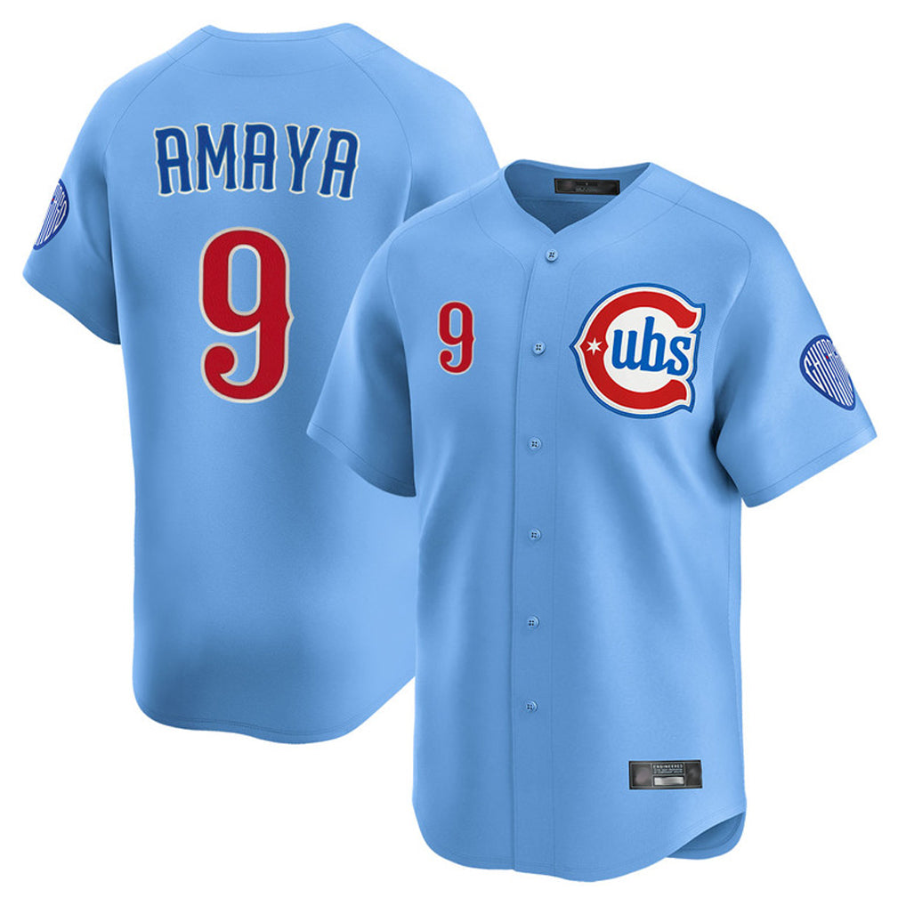 Friene C.Cubs #9 Miguel Amaya Player Light Blue Limited Home Stitched Jerseys