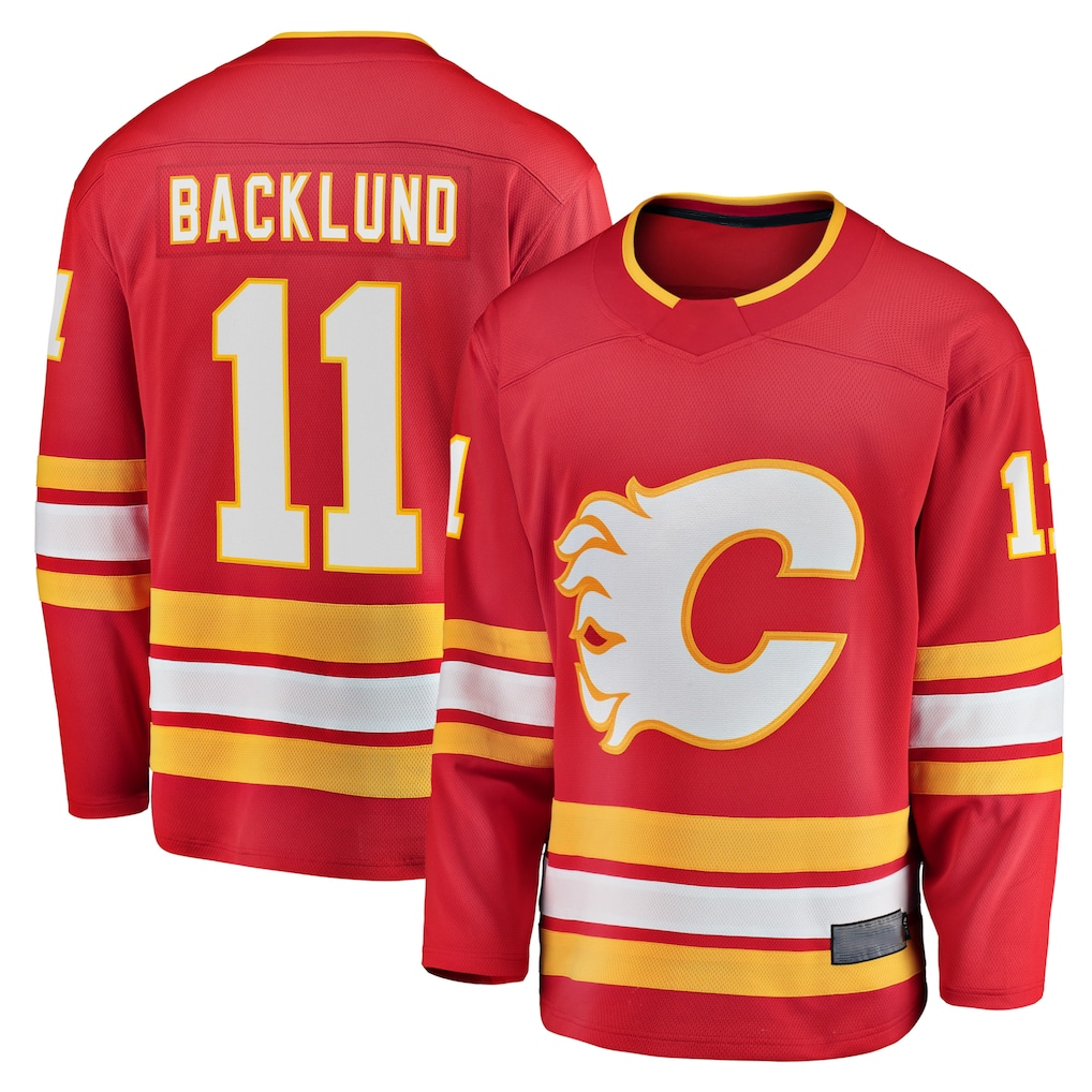Friene C.Flames #11 Mikael Backlund Red Home Breakaway Player Jerseys