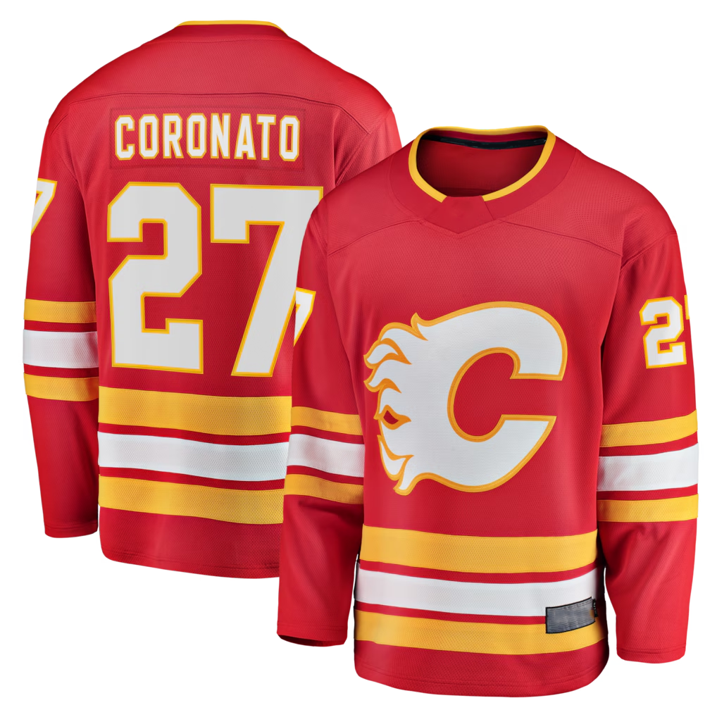 Friene C.Flames #27 Matt Coronato Red Home Breakaway Jerseys
