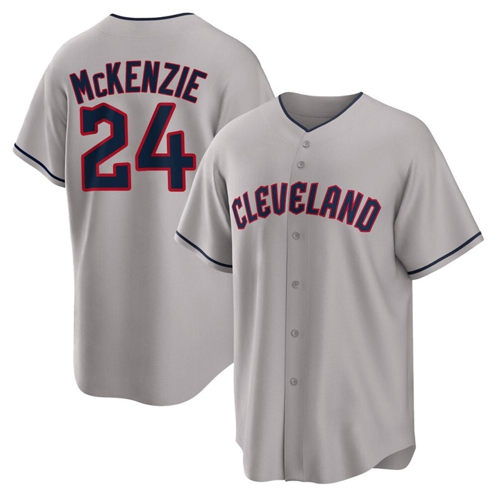 Friene C.Guardians #24 Triston McKenzie Player Gray Game Home Stitched Jerseys