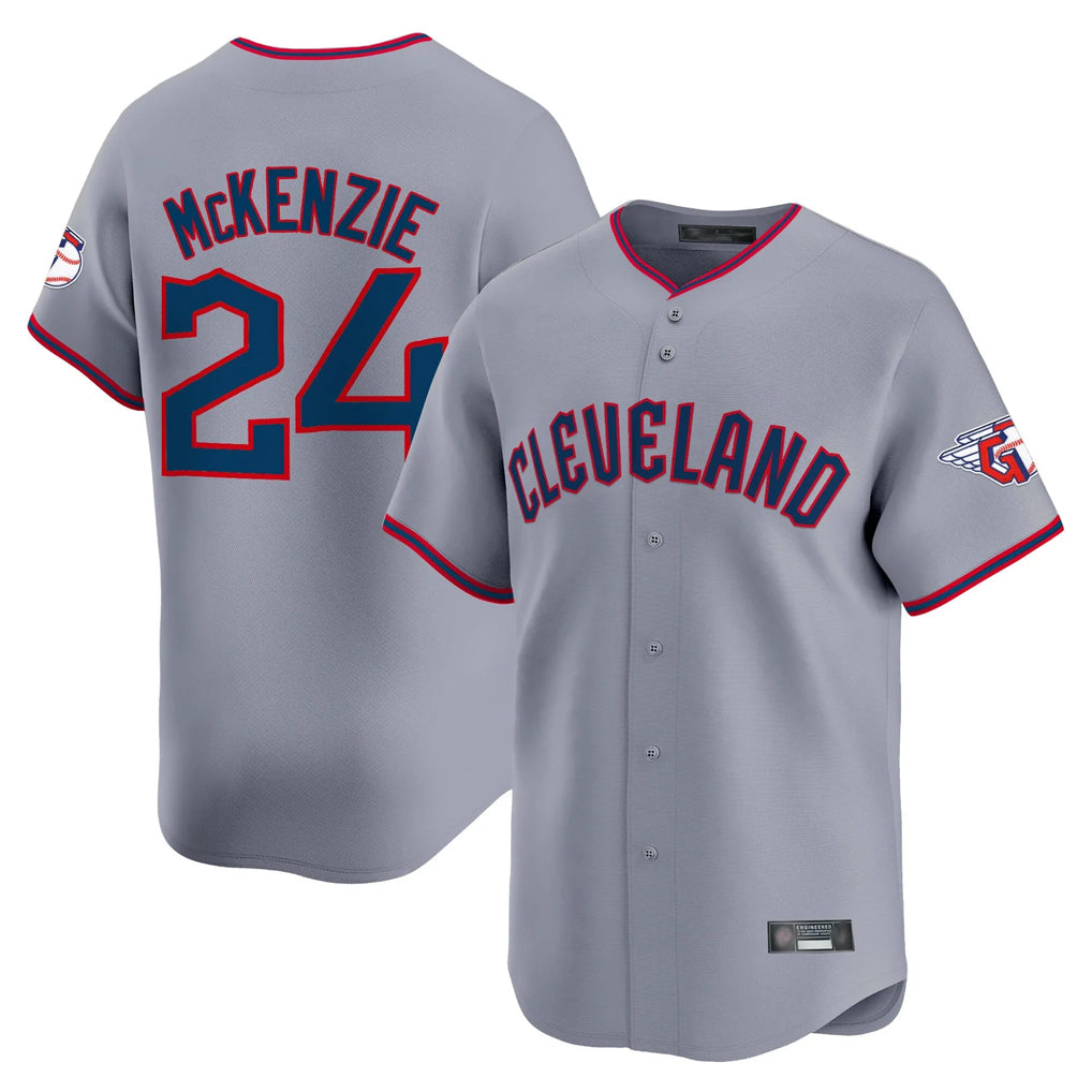 Friene C.Guardians #24 Triston McKenzie Player Gray Road Limited Home Game Stitched Jerseys