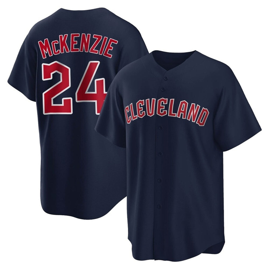 Friene C.Guardians #24 Triston McKenzie Player Navy Game Home Stitched Jerseys