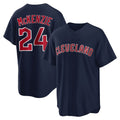 Friene C.Guardians #24 Triston McKenzie Player Navy Game Home Stitched Jerseys
