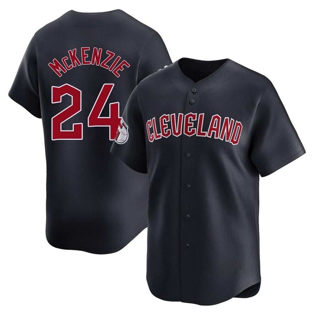 Friene C.Guardians #24 Triston McKenzie Player Navy Limited Home Game Stitched Jerseys