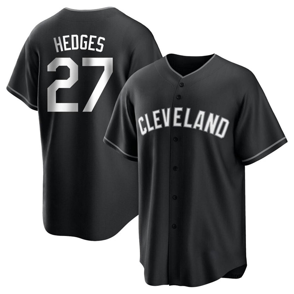 Friene C.Guardians #27 Austin Hedges Player Black Home Game Stitched Jerseys
