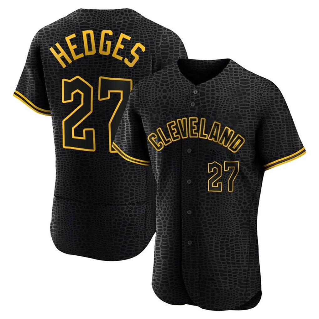 Friene C.Guardians #27 Austin Hedges Player Black Snake Skin City Limited Elite Home Stitched Jerseys