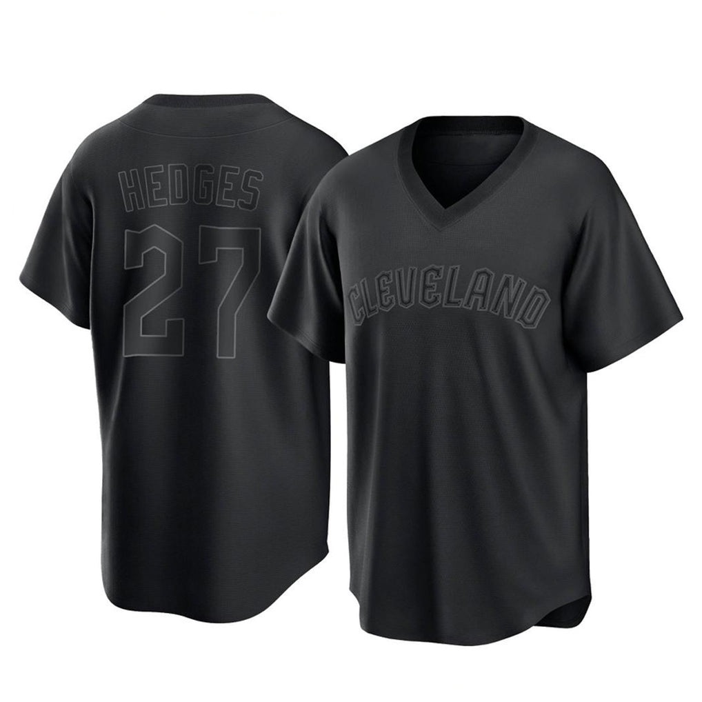 Friene C.Guardians #27 Austin Hedges Player Black T-shirt Home Game Stitched Jerseys