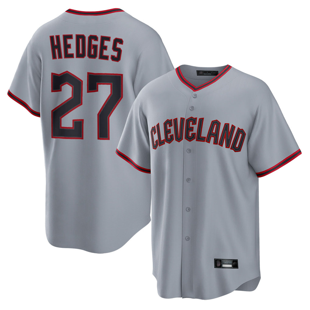 Friene C.Guardians #27 Austin Hedges Player Gray Home Game Stitched Jerseys