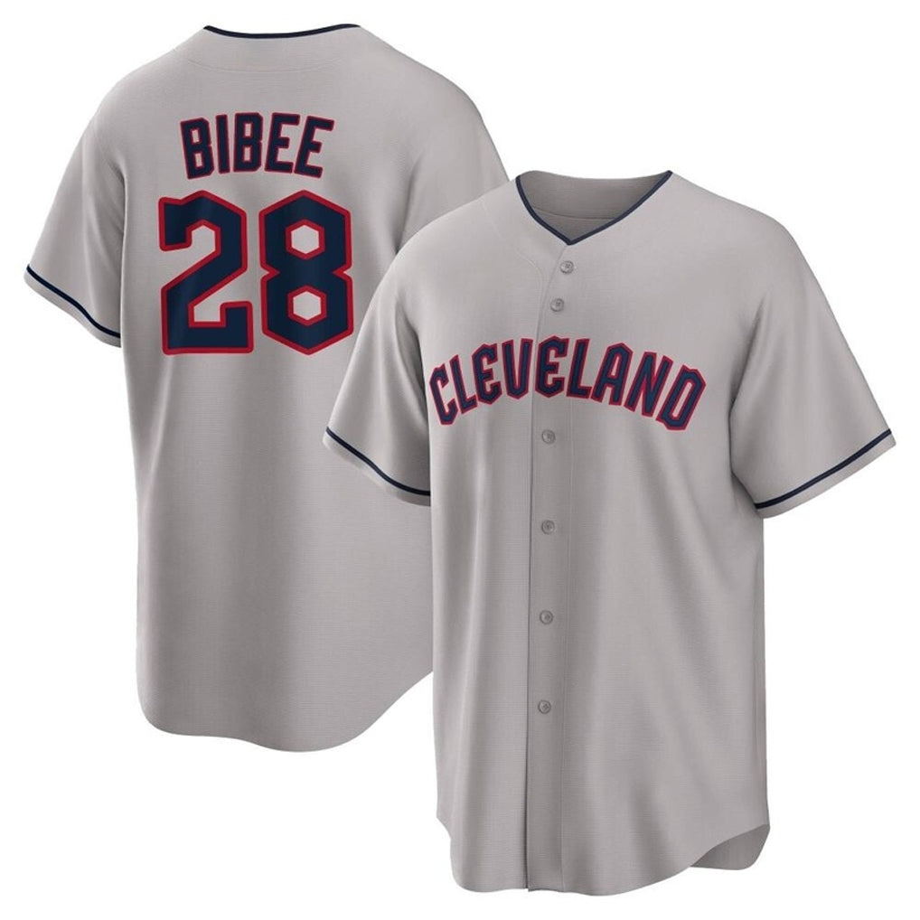 Friene C.Guardians #28 Tanner Bibee Player Gray Game Home Stitched Jerseys