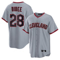 Friene C.Guardians #28 Tanner Bibee Player Gray Home Game Stitched Jerseys