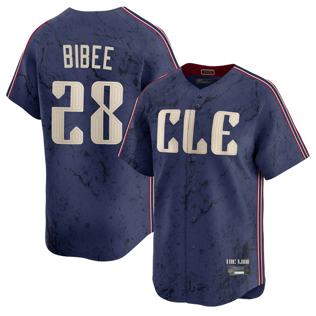 Friene C.Guardians #28 Tanner Bibee Player Navy City Connect Limited Home Stitched Jerseys
